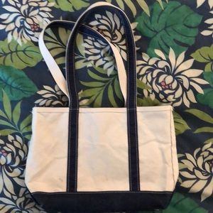 LLBean Medium Tote Natural and Navy